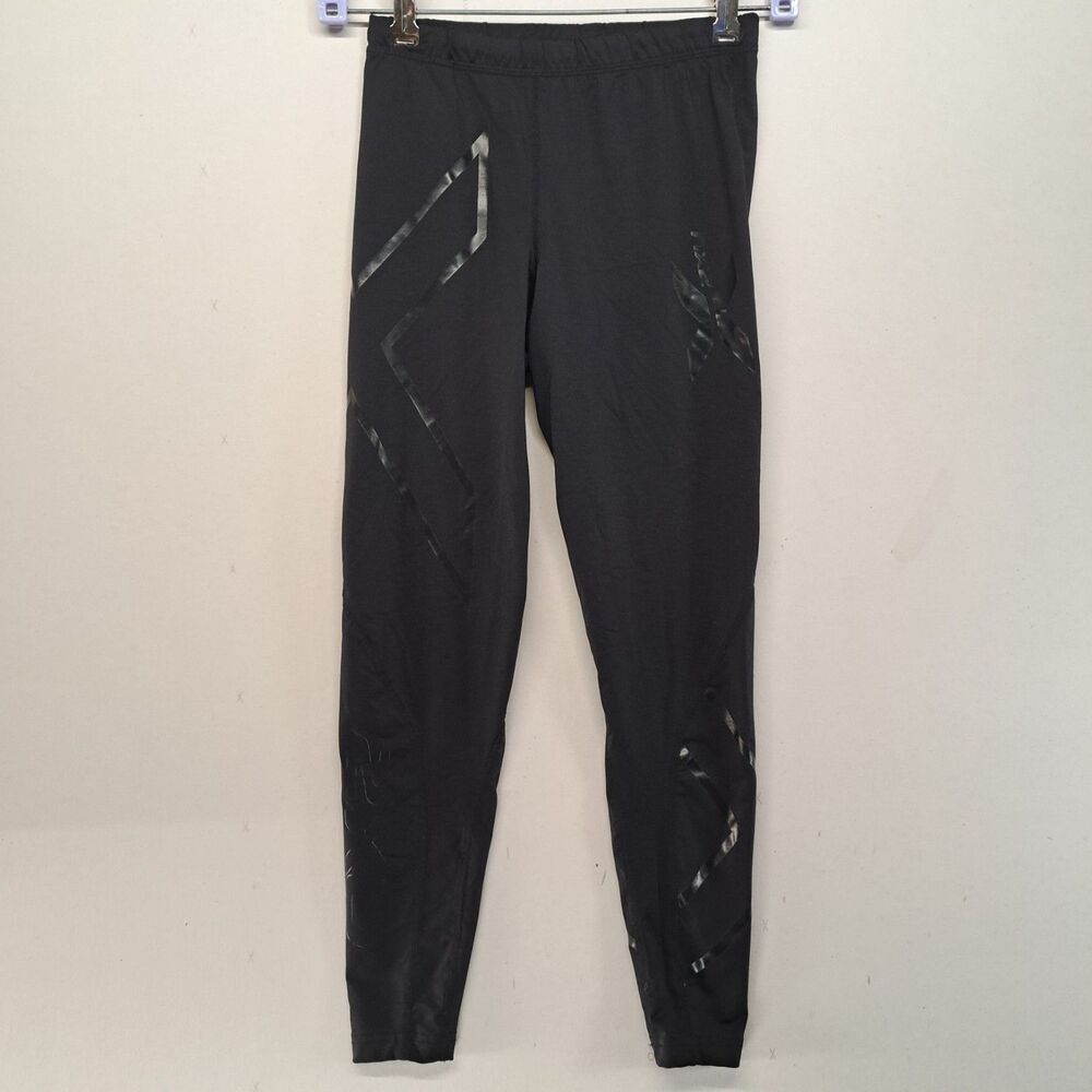 2XU Womens Compression Leggings Black Reflective Running Training Pants Size S